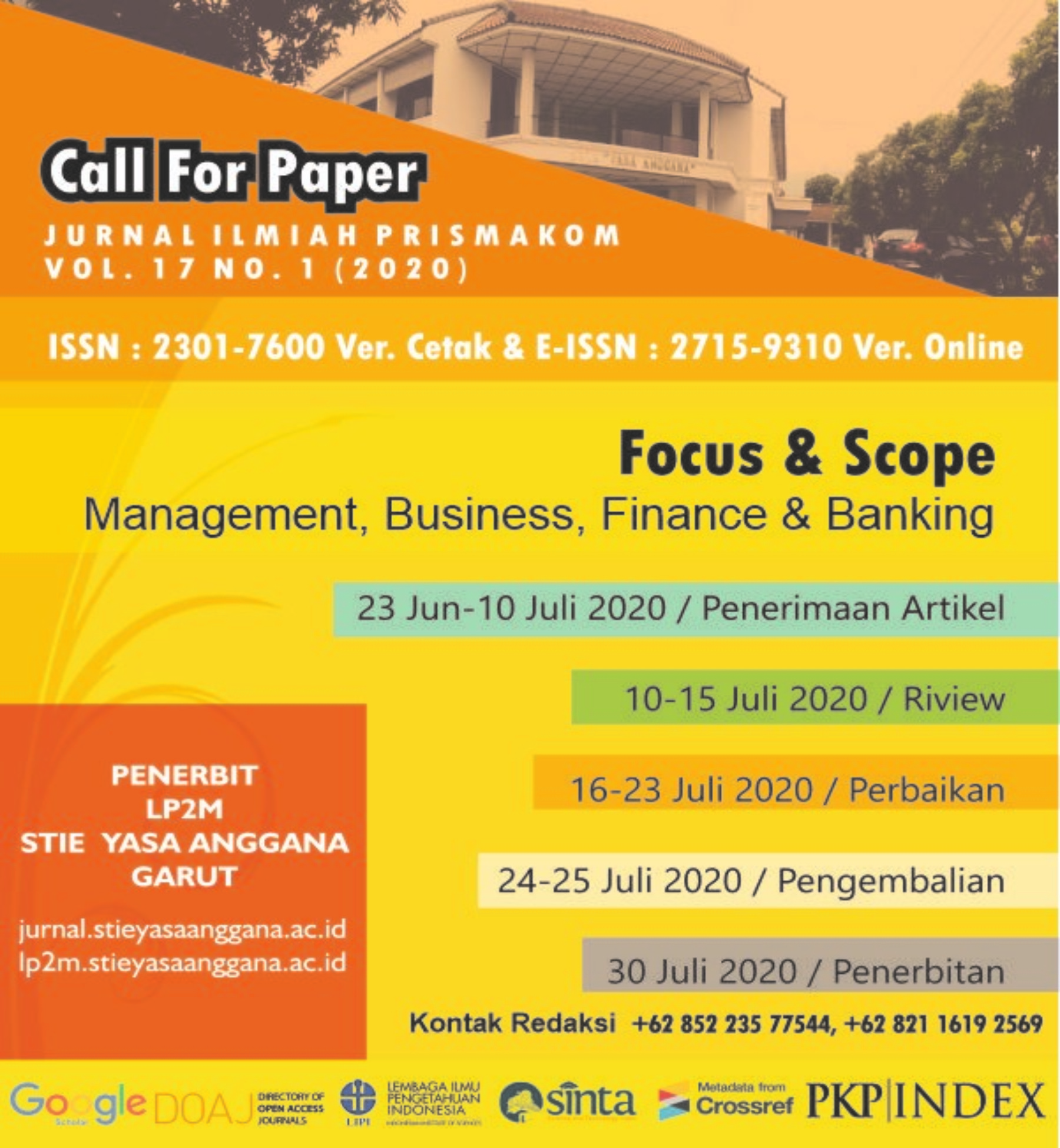 Call Paper Vol. 17 No. 1 Tahun 2020